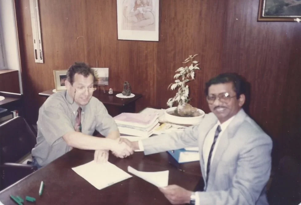 Signing our first Representative agreement with Mr. Von Wart Burg, President of HF-AG Switzerland on March 1994.